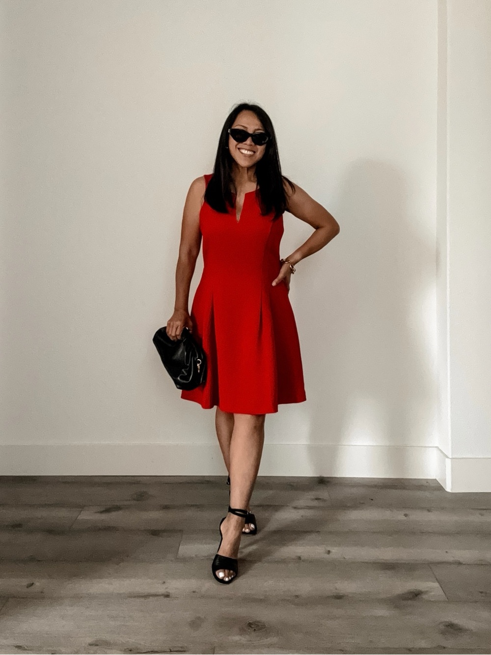 Classic Red Fit & Flare Sleeveless Fitted Flare Dress (Size 10)